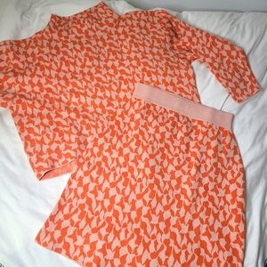 Anthropologie Maeve Coral Pink Knit Mock Neck Carys Top Anja Sweater Skirt Set